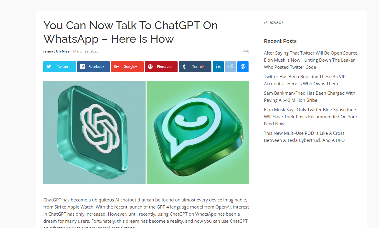 You Can Now Talk To ChatGPT On WhatsApp – Here Is How